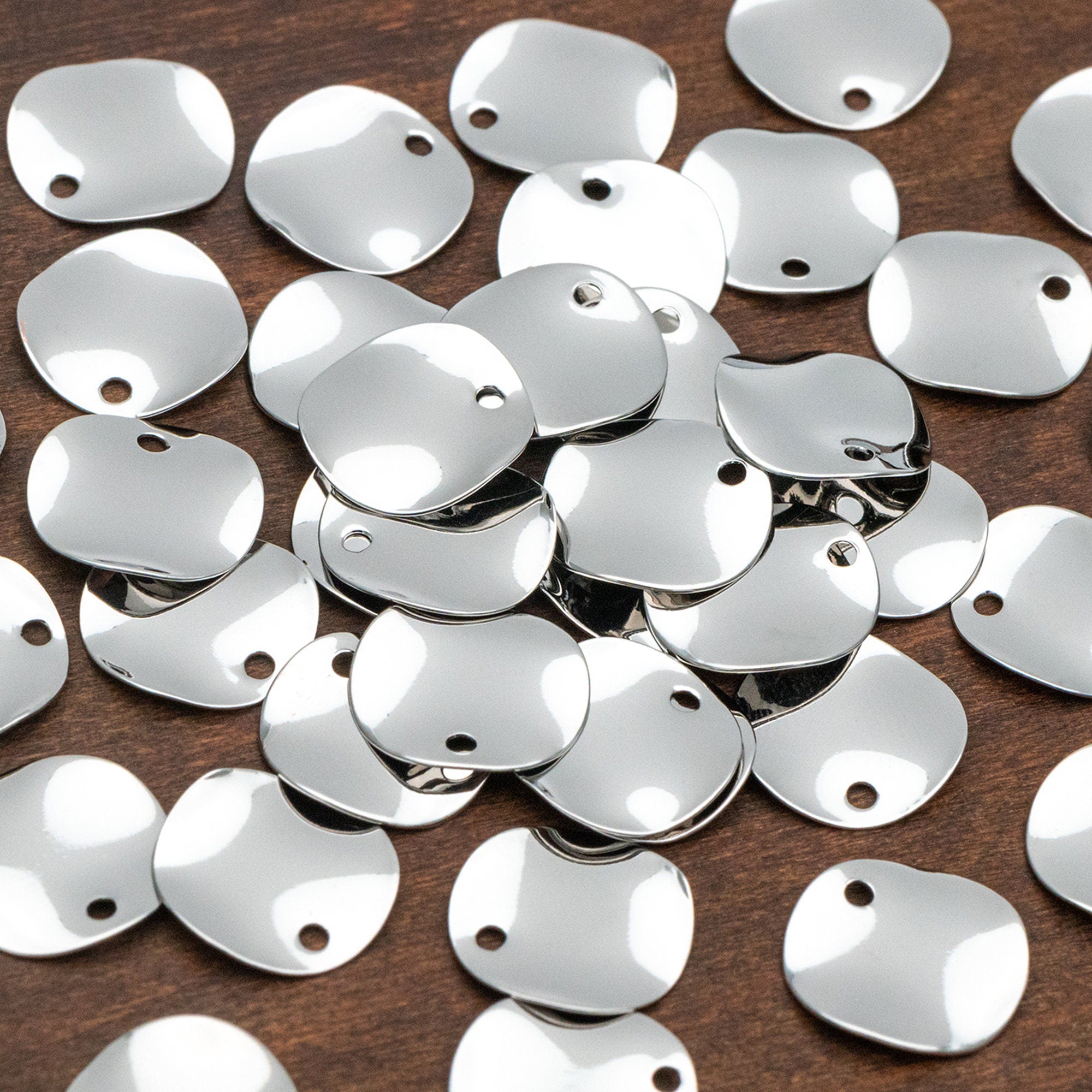 10pcs Hammered Disc Charms 12/ 15mm, Polished Gold/ Rhodium plated Brass Round Coin Charms (GB-153)